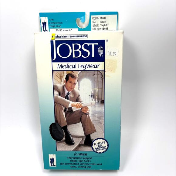 Jobst Compression Socks 20-30 mmHg Mens Small Thigh High Black Medical Legwear - Picture 1 of 9
